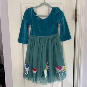 Mini Boden Blue and Red Dance Dress with Velvet Top